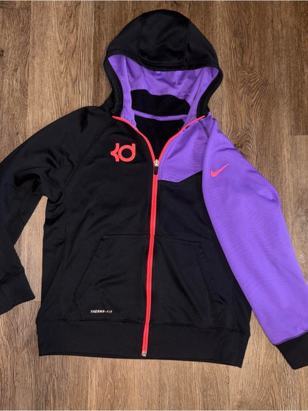 Nike Black Hoodie with Purple Sleeve and Pink Accents
